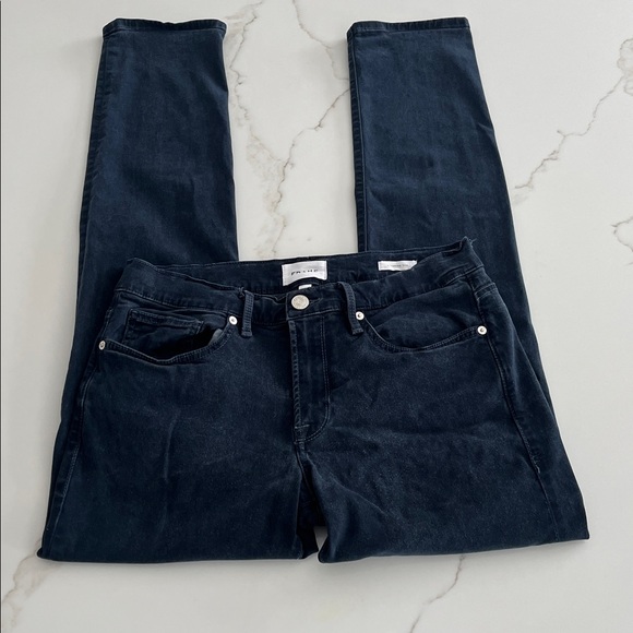 Frame l'homme slim brushed twill jeans in Navy - Picture 6 of 11